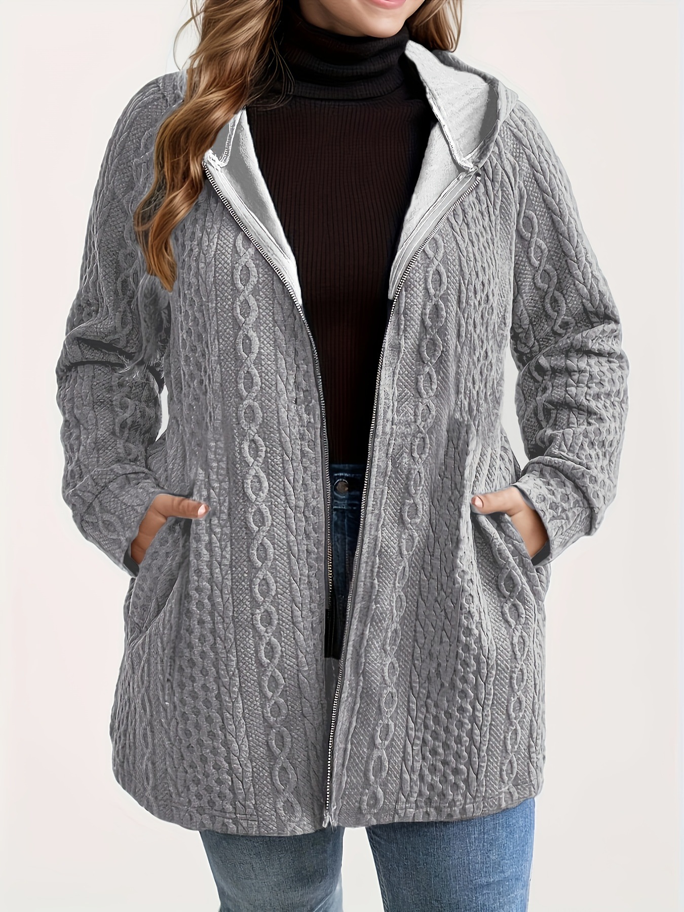 Casual ripple hooded sweater coat