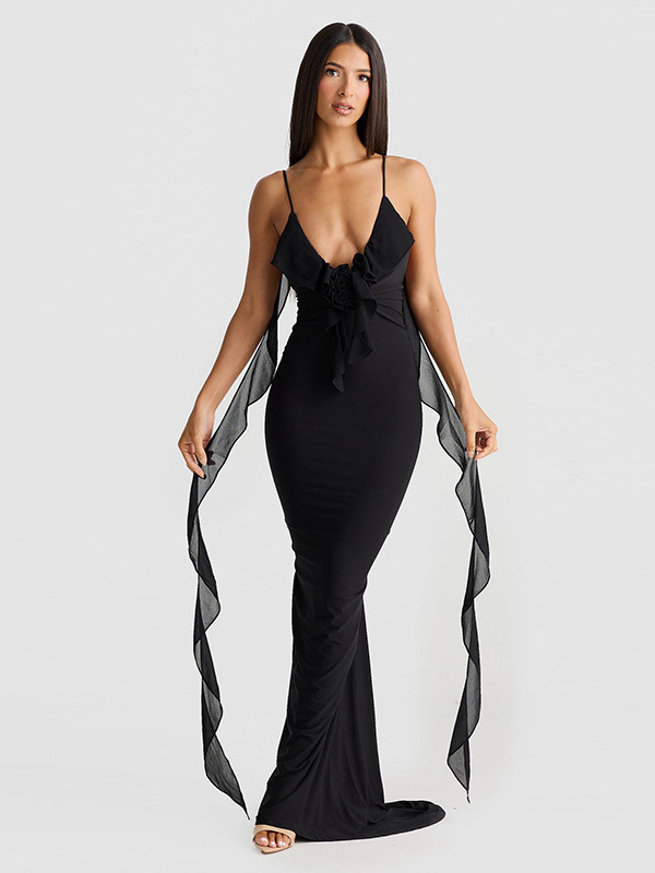 Backless mermaid evening gown