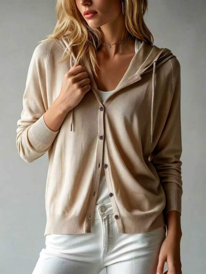 Casual solid color knit cardigan